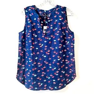 BNWT Gap Sleeveless Beach umbrella Print Button Down Shirt